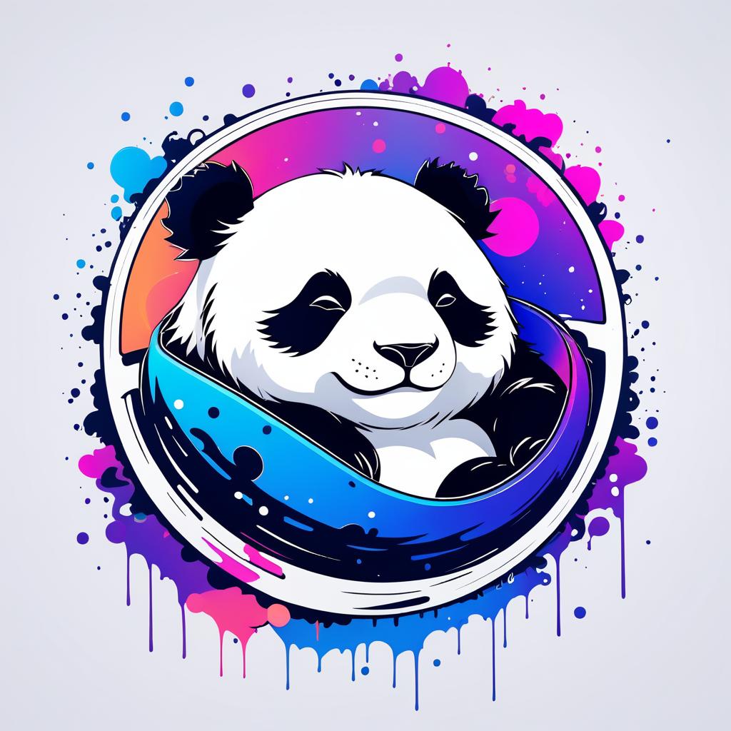 Charming Panda Graffiti T-Shirt Design