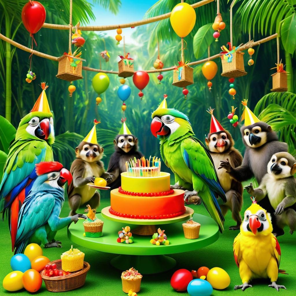 Whimsical Parrot Birthday Party Scene