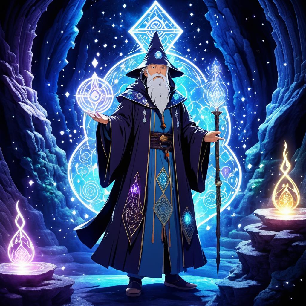 Ancient Spellcasting Wizard in Crystal Cave