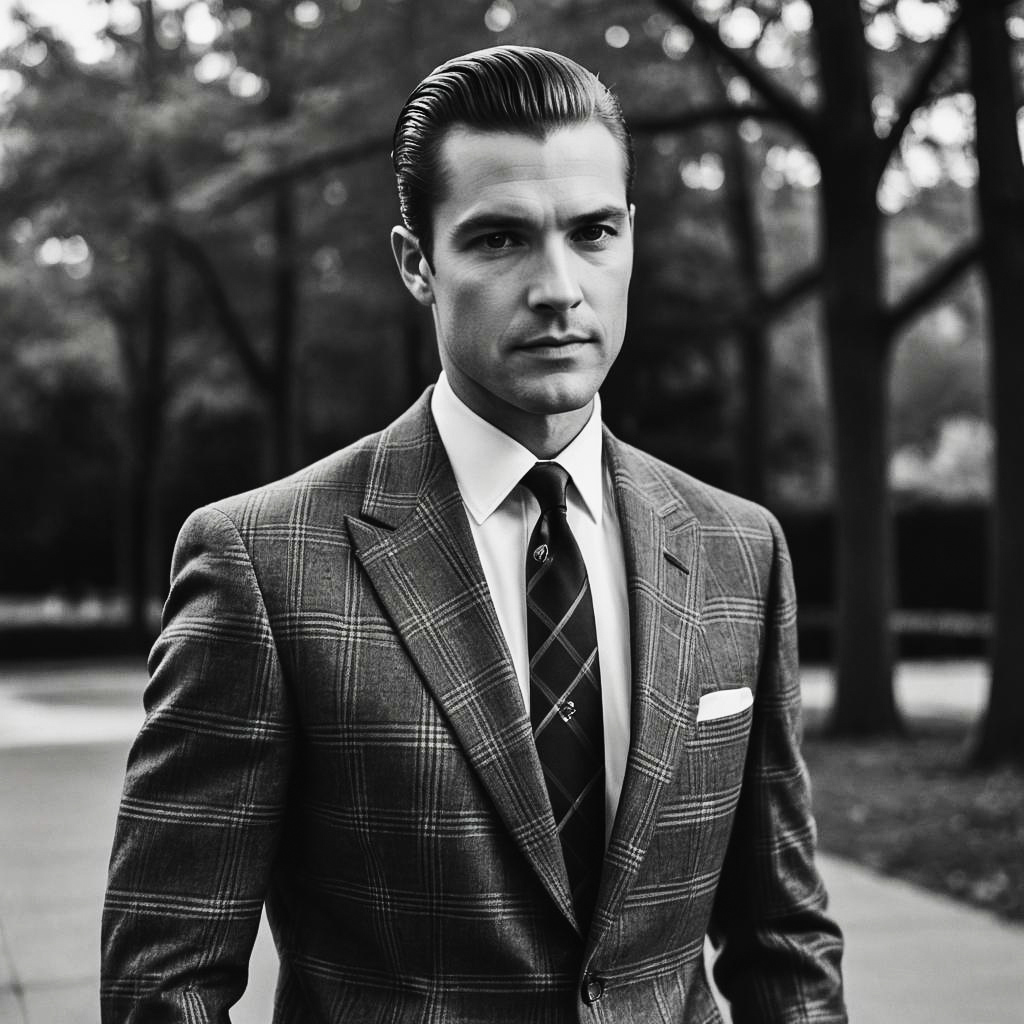 Chic Man in Plaid Suit Portrait