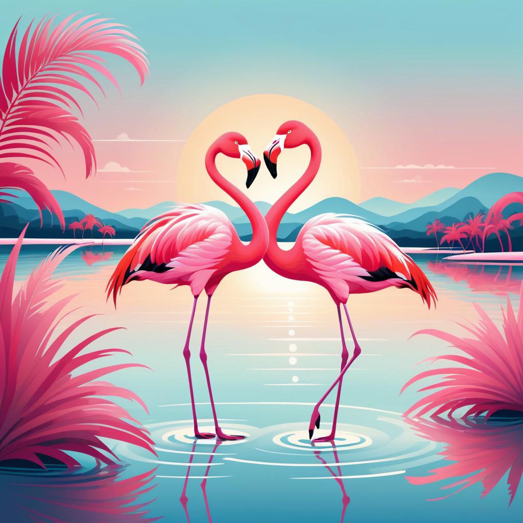 Elegant Flamingos Dancing in a Lagoon