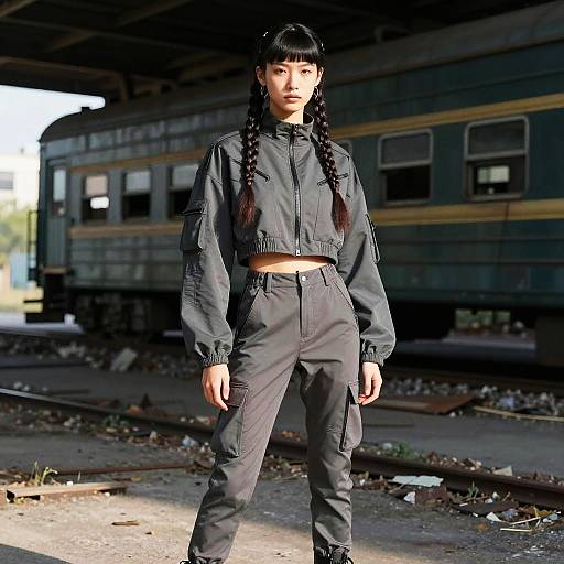 Braided Bangs Techwear Runway Portrait