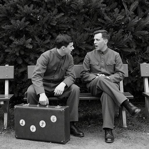 Vintage Scene of Two Men with Suitcases