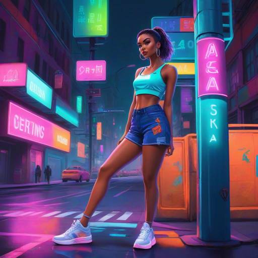 Neon Urban Woman in Crop Top