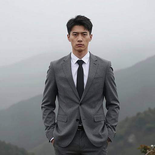 Misty Mountain Man in Gray Suit
