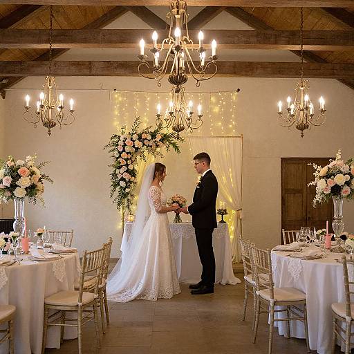 Intimate Rustic Indoor Wedding Scene