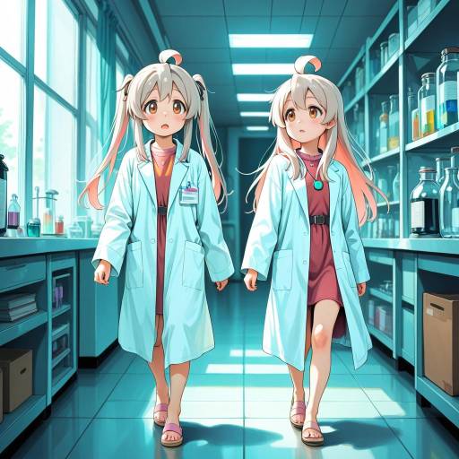 Sisters in Lab Coats: A Playful Scene