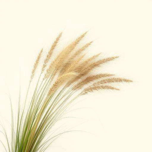 Photograph of golden-brown pampas grass with slender green stems, arranged diagonally from bottom left to top right against a plain white background.