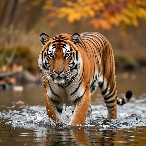 Majestic Tiger in Autumn Waters