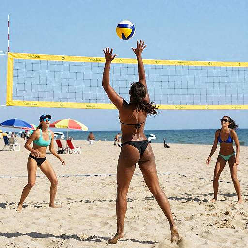 Energetic Beach Volleyball Action Scene