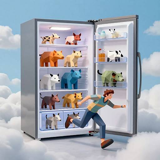 Runaway Fridge with Geometric Animals