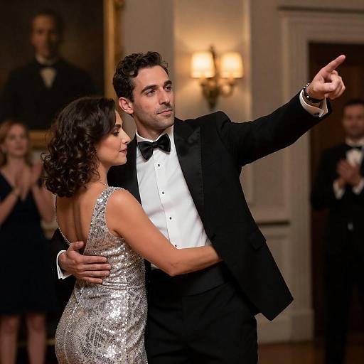 Tuxedoed Man Pointing During Ballroom Dance