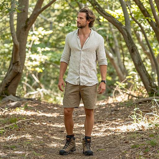 Fit European Man in Forest Clearing