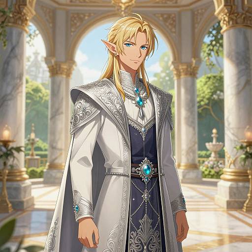Anime Elf Man in Royal Attire