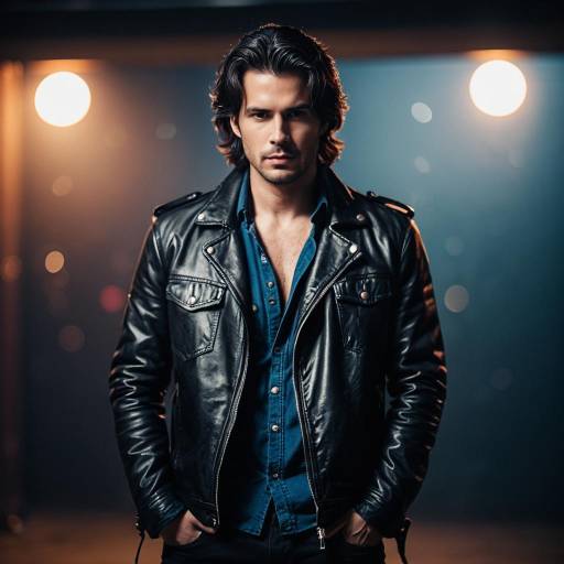 Man in Leather Jacket with Intense Look