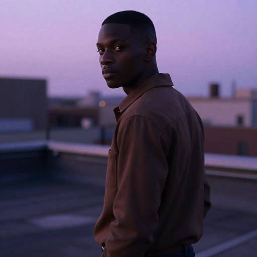 Cinematic Rooftop Portrait at Twilight