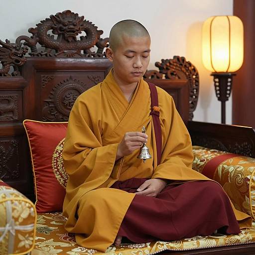 Serene Buddhist Monk in Ornate Setting