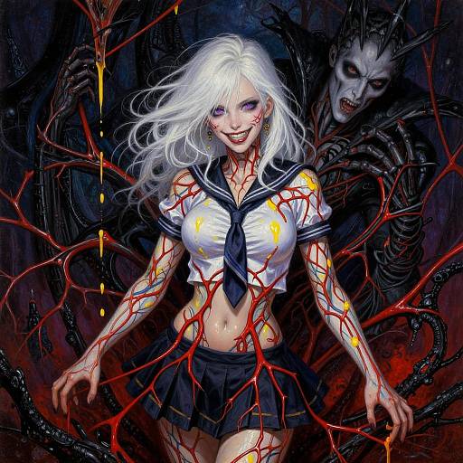 Surreal Gothic Girl with Vivid Veins