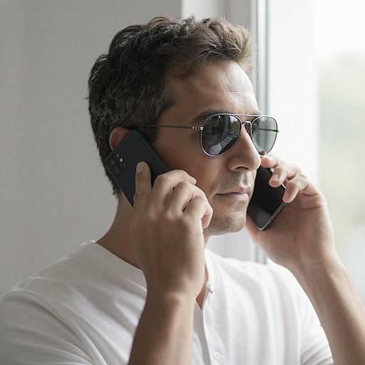 Backlit Middle-Aged Man With Phone