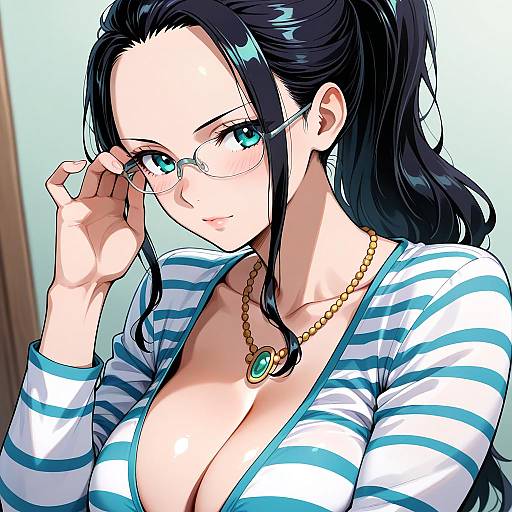 Nico Robin in Striped Shirt Portrait