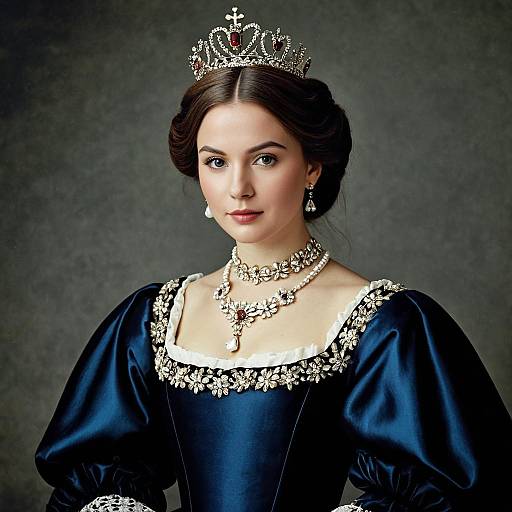 Young Woman in Victorian Queen Style Dress