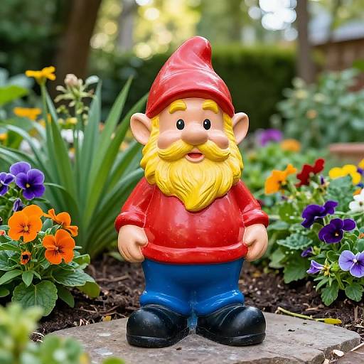 Vibrant Garden Gnome Statue Scene