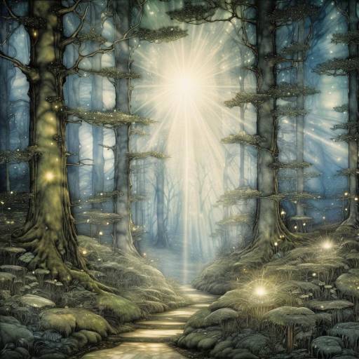 Enchanted Forest with Magical Light Rays