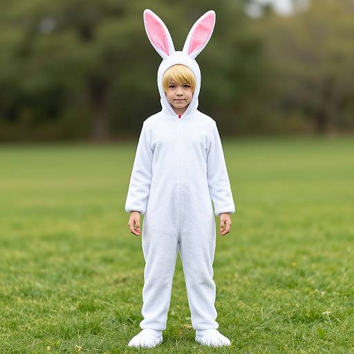 Blonde Boy in Easter Bunny Costume