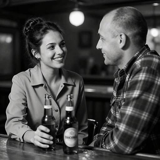 Charming Bar Scene in Black-and-White
