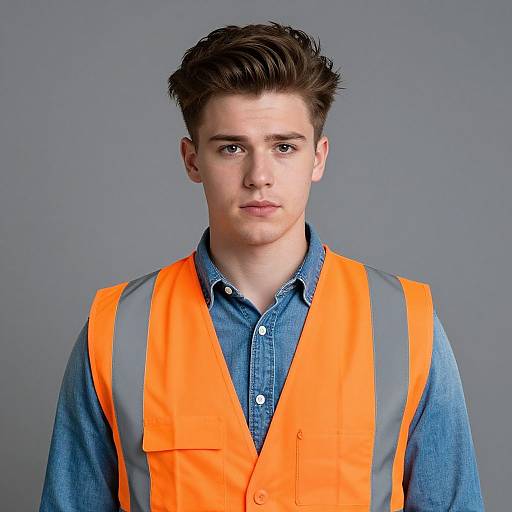 Young Man in Safety Vest Portrait