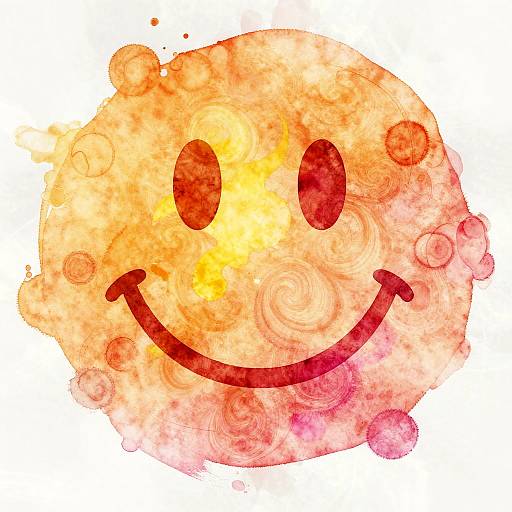 Swirling Watercolor Happy Face