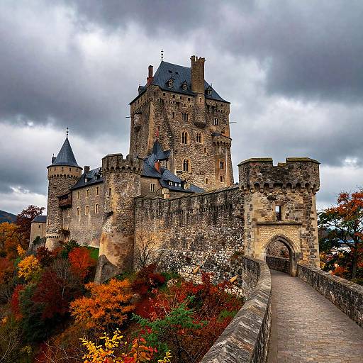 Medieval Castle on Autumn Hilltop