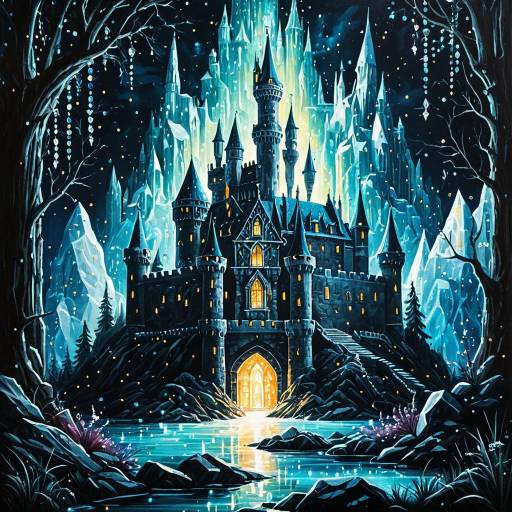 Fantasy Castle with Glowing Crystals