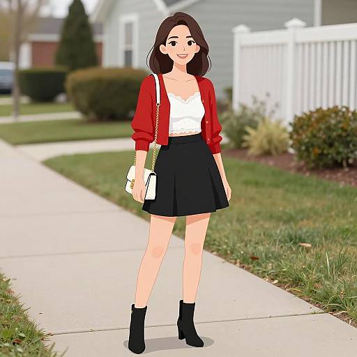 Smiling Woman in Casual Chic Outfit