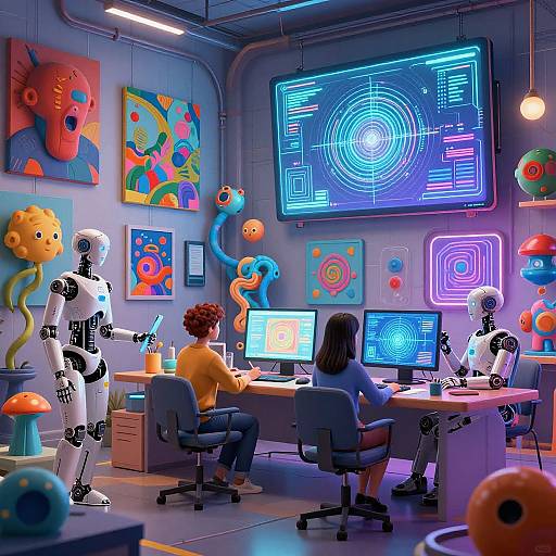 Futuristic AI Art Studio Collaboration
