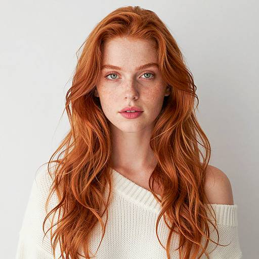 Portrait of a Freckled Redhead in Sweater
