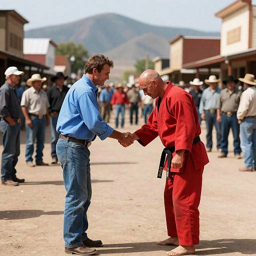 Sunny Western Town Handshake Scene