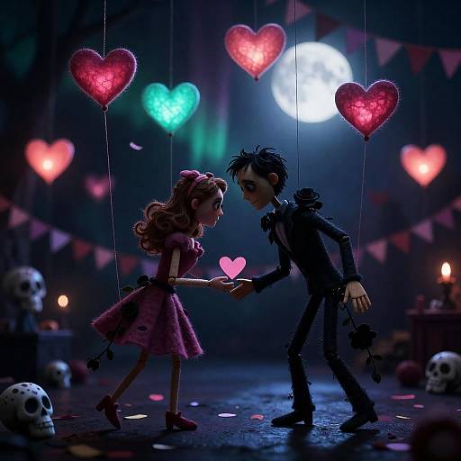 Nightmare Before Valentine's Day Puppet Couple