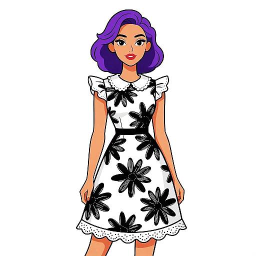 Vintage Style Woman in Floral Dress