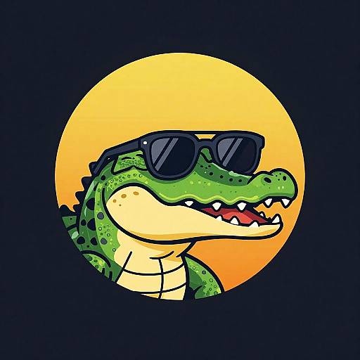 Retro Alligator Wearing Sunglasses Illustration