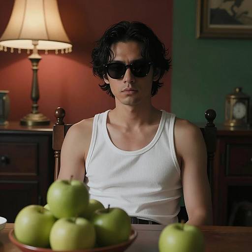 Mysterious Man in Dimly Lit Room