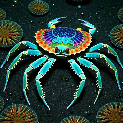 Surreal Phosphorescent Crab with Crown