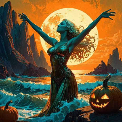 Otherworldly Siren at Pumpkin-Orange Sunset