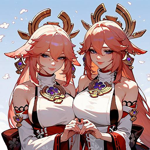 Yae Miko Haircut Meme Two Girls Smile