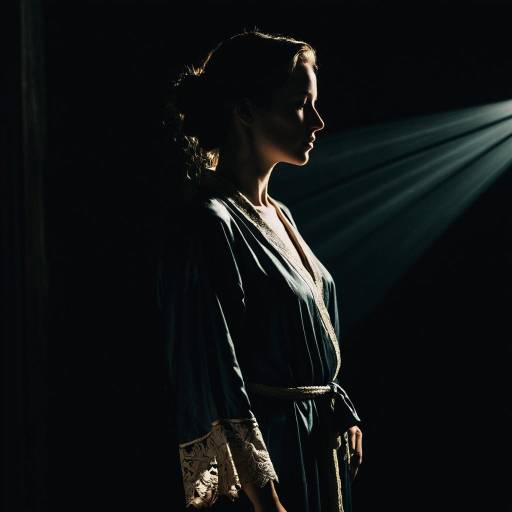 Woman in Silk Robe with Dramatic Side Lighting