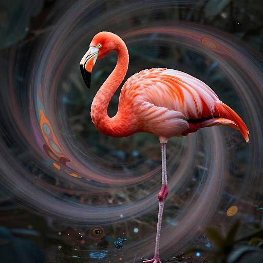 Majestic Flamingo on Swirling Tornado
