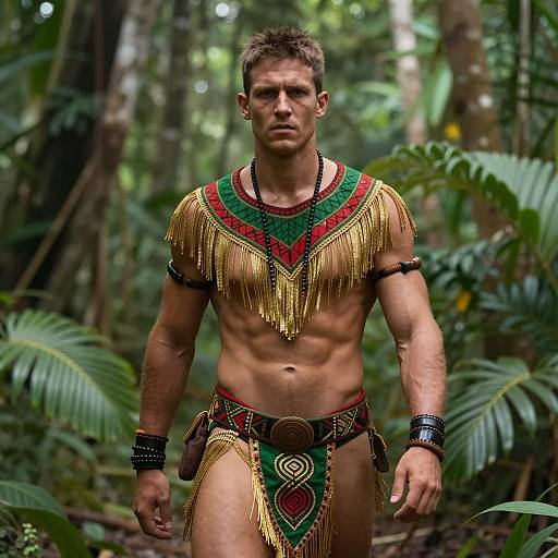 Man in Tribal Jungle Costume