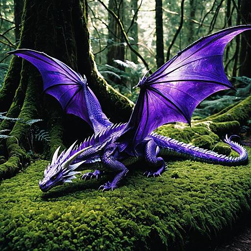 Majestic Violet Dragon in Lush Forest