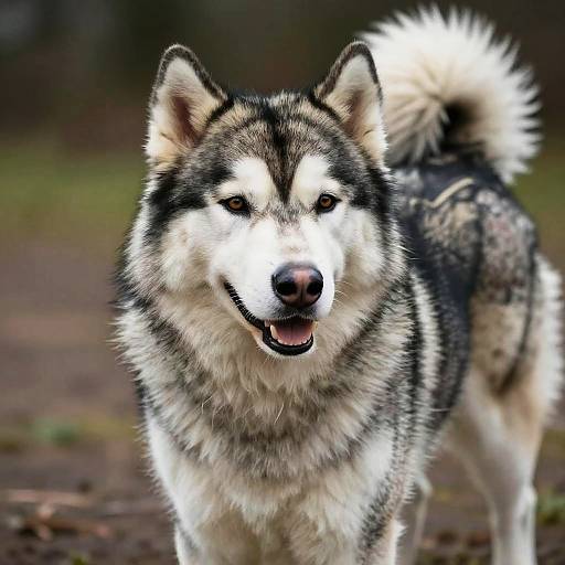 Realistic Tattooed Alaskan Malamute Portrait