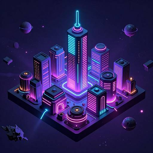 Neon Futuristic Isometric Cityscape